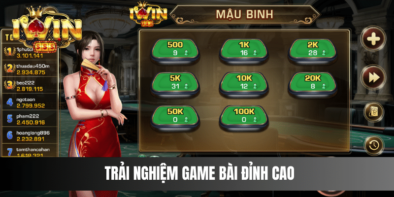 Trải nghiệm game bài đỉnh cao